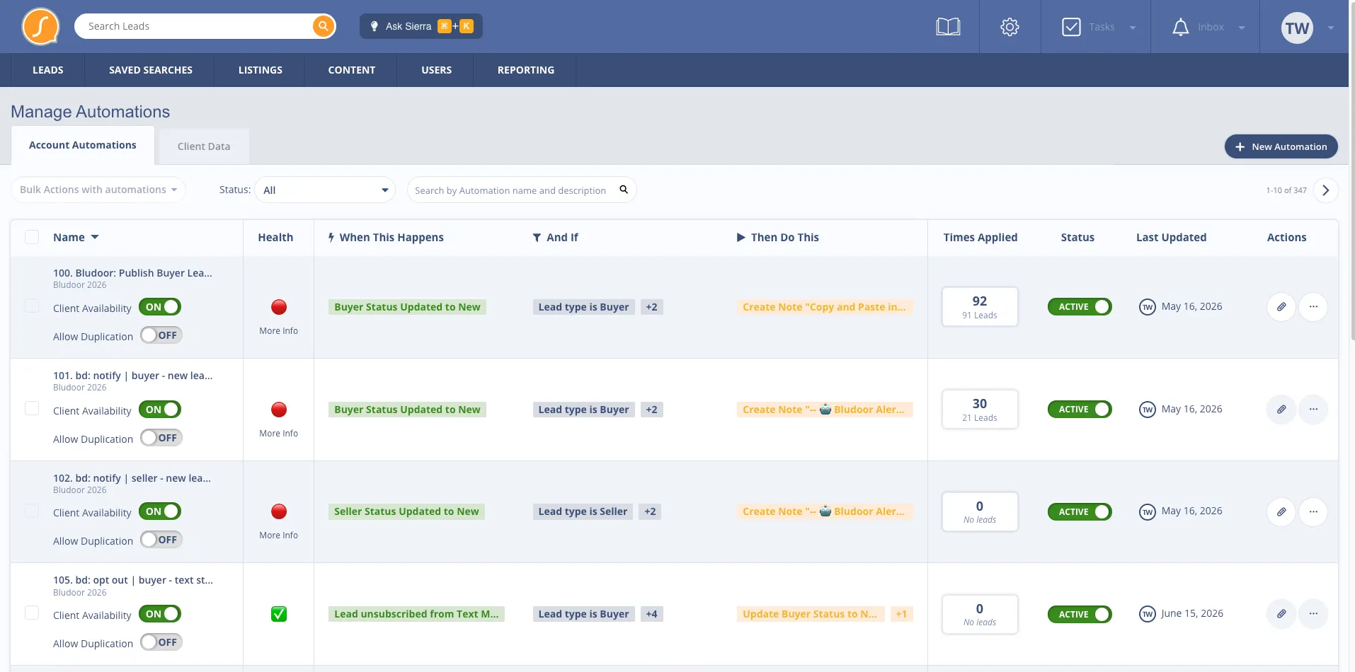 Behavior-driven Sierra Interactive automations built by Bludoor